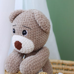 Personalized stuffed teddy bear, Custom plush, Crochet bear image 4