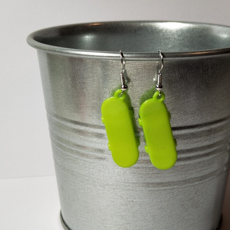 GREEN SKATEBOARD EARRINGS