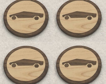 Maple Inlay on Walnut - Tesla Cybertruck Inspired Coaster