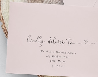 Heart Envelope Template,Address label,Printable Envelope Address Template,Modern Calligraphy Wedding Envelope,Editable Address label,Heather