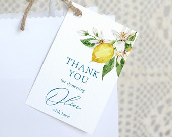 LEMON Favor Tag Lemon Bridal shower Bag Tag template Lemon  baby shower gift tag yellow lemon thank you tag Printable Guest  tag