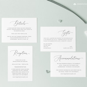 Beilagen-Karten-Set Bearbeitbare Einlage-Kartenvorlage Hochzeitseinschließungs-Set Einladungs-Einlagekarten RSVP-Karte Registrierung Anfahrtsbeschreibung Kartendetail