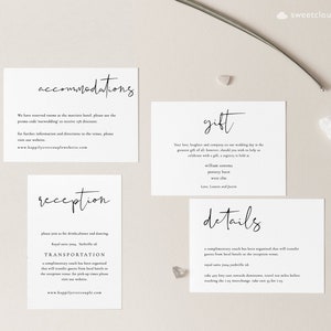Conjunto de cartões de cerco, modelo de cartão de inserção editável, conjunto de cerco de casamento, cartões de inserção de convite, cartão rsvp, detalhes do cartão de instruções de registro