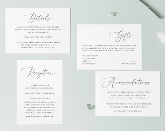 Enclosure Card Set Editable insert card Template Wedding Enclosure Set Invitation Insert cards  RSVP card  Registry  Directions card Detail