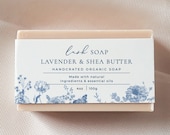 Dusty Blue flower Bar Soap Label Template blue floral Printable Custom Soap Label eucalyptus DIY Soap Label green leaf Soap Label Elegant