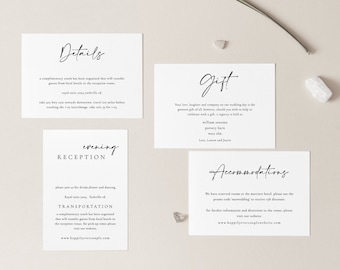 Enclosure Card Set Editable insert card Template Wedding Enclosure Set Invitation Insert cards  RSVP card  Registry  Directions card Detail