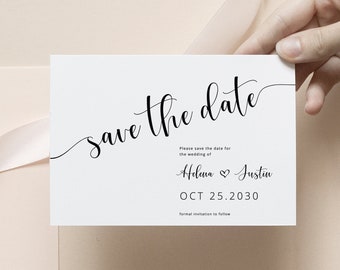 Simple save the date card template, Minimalist save our date invite card, Modern save the date card, minimal save the date card template