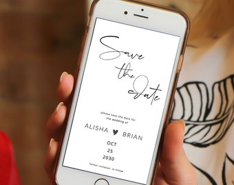 simple digital save the date card,simple electrical save the date template,heart phone text save the date,save our date phone screen digital