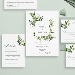 Forest Greenery Wedding Invitation Template Olive Green Floral editable wedding invitation Dusty Green Printable Invitation Download Hillary