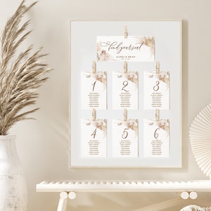 Cartes de table pour mariage herbe de la pampa Cartes de table pour mariage herbe de la pampa Modèle Cartes de table pour table de mariage Carte de table simple et élégante