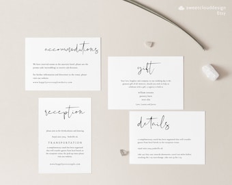 Enclosure Card Set Editable insert card Template Wedding Enclosure Set Invitation Insert cards  RSVP card  Registry  Directions card Detail