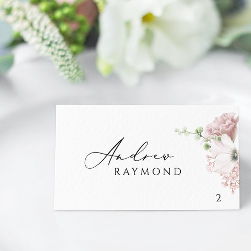 Blush Floral Editable Printable Place Card Template Editable - Etsy ...