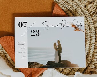 MODERN Save The Date Minimal Save The Date template SIMPLE  Save the date Minimalist Editable card Black and White save our date Collette