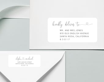 Avery Envelope Address Label Heart Template Return label Printable Minimalist Avery Address Label 4x2 Address label Modern envelope address
