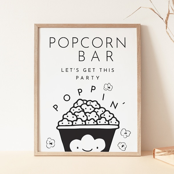 Cute  Popcorn Bar Sign Template Popcorn Station Sign Printable Treat Table Sign Editable wedding Bridal Shower Sign Baby Shower Poppin pop