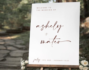 BOHO Minimal Welcome to Wedding Sign Template Minimalist welcome sign Editable welcome Sign Reception Sign Simple Bridal Welcome sign Cocoa