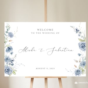 Dusty Blue Welcome Wedding Sign Template Steel blue wedding sign Welcome Sign Printable Wedding Sign welcome blue sign download Berry