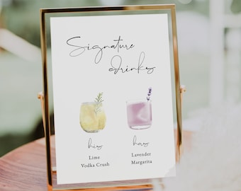 Signature Drink Sign Template Printable Signature cocktail Sign menu His and Hers Drink Bar Sign cocktail image Bar sign Drinks image menu