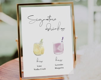 Signature Drink Sign Template Printable Signature cocktail Sign menu His and Hers Drink Bar Sign cocktail image Bar sign Drinks image menu