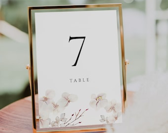 ELEGANT ORCHID Table Numbers Template Wedding Table Number Table Number Printable Instant Download Table Number Black White Editable Isabell