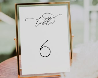 Modèle de numéros de table de mariage minimaliste Numéros de table élégants Numéro de table de mariage moderne Numéros de table simples noir et blanc Danielle