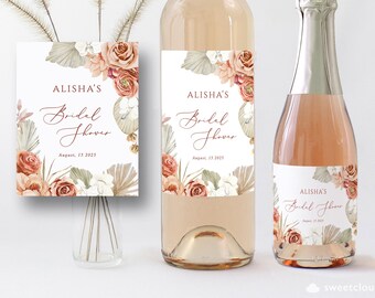 Fall Bridal Shower Gift Wine Labels Boho Autumn Avery Label ...