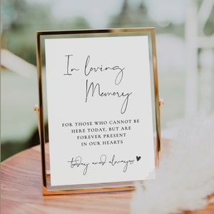 Simple In Loving Memory Sign, Printable In Loving Memory Sign for Wedding, Memorial Sign, In Memory Sign Modern Minimalist EDITABLE 5x7 8x10