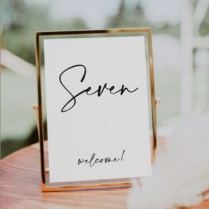 Modern Minimalist Wedding Table Number Template, Simple Table Numbers, Printable Table Numbers 4x6, Table Number Template, INSTANT, Cocoa