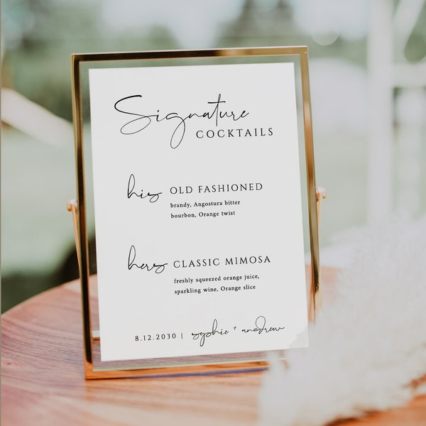 Signature Drink Sign Template Printable his her Signature cocktail Sign menu His and Hers Drink Bar Sign cocktail Bar sign Drinks  menu