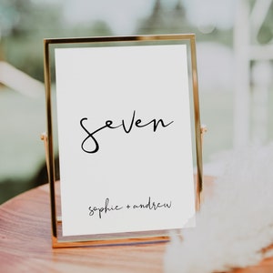 Minimalist Wedding Table Numbers Template Printable Table Numbers Wedding Table Numbers Set Black and White Modern Table Numbers Celeste