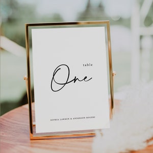 Minimalist Wedding Table Numbers Template, Printable Table Numbers, Wedding Table Numbers Set, Black and White Modern Table Numbers, Cocoa