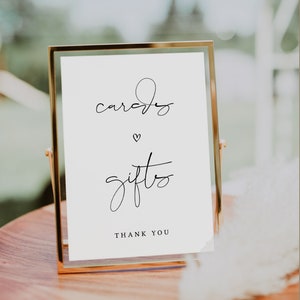 Cartões simples e presentes para impressão, sinal de mesa de casamento personalizado, cartões e presentes minimalistas, sinal de chá de bebê, presente de chá de panela 5x7 8x10