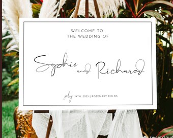 Minimal Welcome to Wedding Sign Template Minimalist welcome sign Editable welcome Sign Reception Sign Simple Bridal Welcome sign Collette
