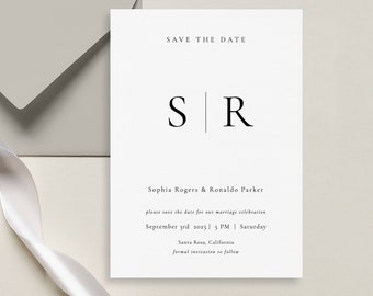 Minimal Save The Date, Modern Save the Date,Monogram Save the date Template,Editable Engagement Save the Date, Initial save our date,KELLY