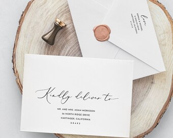 Elegante Umschlag Adressvorlage Bitte liefern Sie an Moderne Hochzeit Umschlag Adresse Bearbeitbares Adressetikett Umschlag Druckbare Adresse