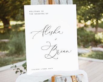 Elegant Welcome to Wedding Sign Template Minimalist welcome sign,Editable welcome Sign Simple Wedding Welcome sign minimal Danielle