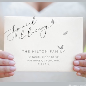 Butterfly Envelope Address Template Special delivery Envelope Address Printable Lovely Editable Address label A7 A6 A2 A1 C5 C6 6X9 Madeline