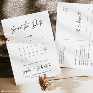 MODERN Calendar Save The Date, Minimal Calendar Save The Date,SIMPLE Calendar Save the date, Minimalist Editable save the date,Black & White