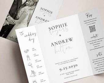 Gatefold simple Wedding Invitation Modern Gatefold Invitation Minimal gate fold template Printable Invitation Editable wedding card template