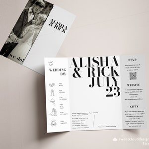Invito a nozze semplice Gatefold Invito moderno Gatefold Modello di piega a gate minimalista Invito stampabile Modello di biglietto di nozze modificabile