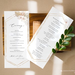 Boho Wedding Program Template Printable pampas Editable Wedding Ceremony Orchid Wedding program bohemian template printable wedding Pandora