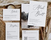 Elegant Minimal Wedding Invitation Set Template, Modern Invitation Suite Simple Elegant Wedding Invitation,Printable Calligraphy Invitation