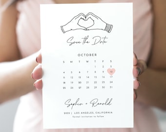 Calendar Save the Date Template Postcard save the date Printable save our date invitation modern save the date simple save our date Hanna