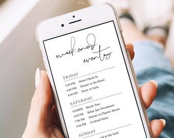 Modern Bachelorette Weekend Itinerary Template Minimal Electronic Schedule Itinerary Bachelorette Digital Bridal Party Weekend Timeline