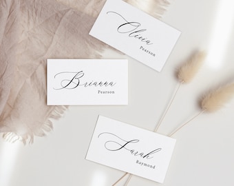 MINIMAL Wedding Place Cards Template Editable Place Card Black and White Place Card Editable Wedding Cards Editable Wedding table name Card