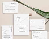 Modern Minimal Wedding Invitation Template set Simple Invitation Printable Wedding Invitation Editable invite set black and white template