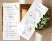 Simple Floral Weekend Itinerary Line floral weekend schedule Editable Template Wedding Order of Events wedding Schedule Self Editing Keily