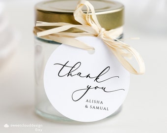 Modern Round Thank You Tag Template,Simple Wedding Favor Gift Tag Template,Minimalist Thank You Tag, personalized tag Gift Tag,2inch 2.5inch