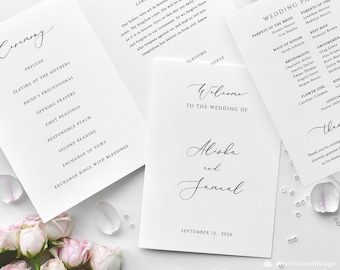 Wedding Program Booklet Template  Ceremony Foldable Program Printable Template Order Of Ceremony Program Modern Wedding Ceremony Editable