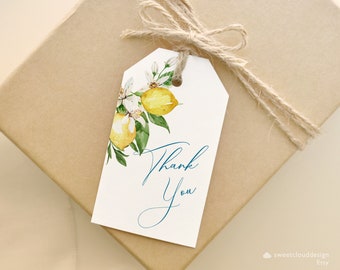 LEMON Favor Tag Lemon Bridal shower Bag Tag template Lemon  baby shower gift tag yellow lemon thank you tag Printable Guest  tag
